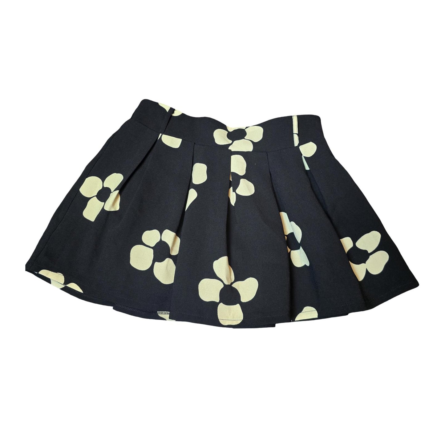 Y2K New Look Black & White Floral Print Mini Skort Elasticated Waist
