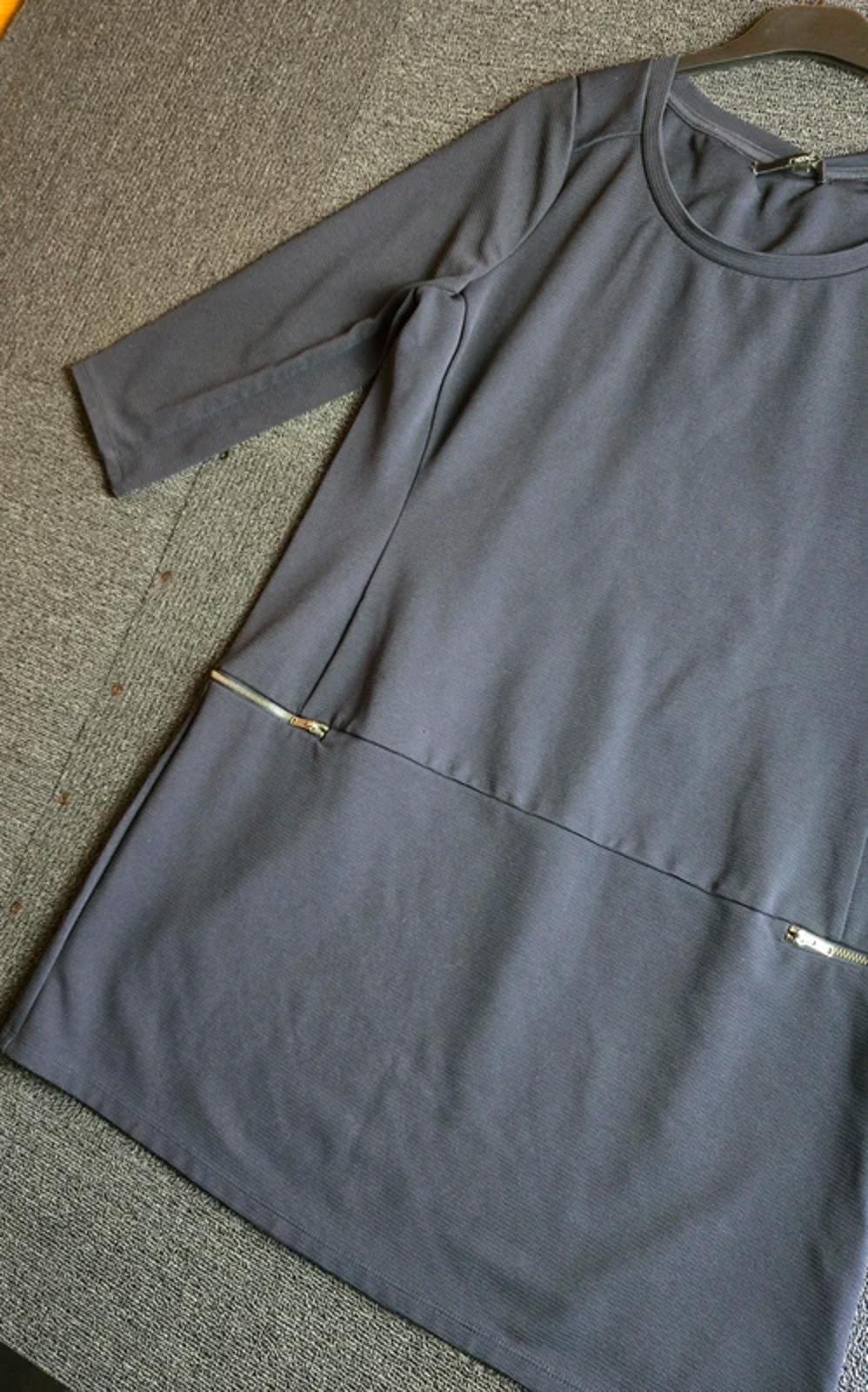 Next Navy Ribbed Dress Size 12 Knee Length Zip Pocket Smart Casual