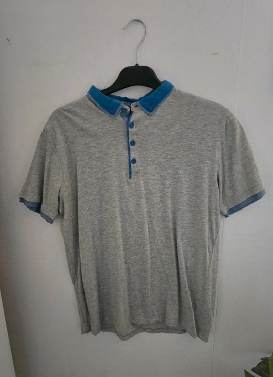 BHS Boys Grey & Blue Smart Polo Shirt Age 14-15 Years