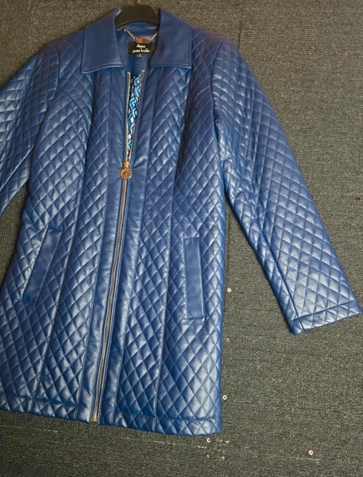 Dennis Basso blue quilted leather jacket small size 8/10