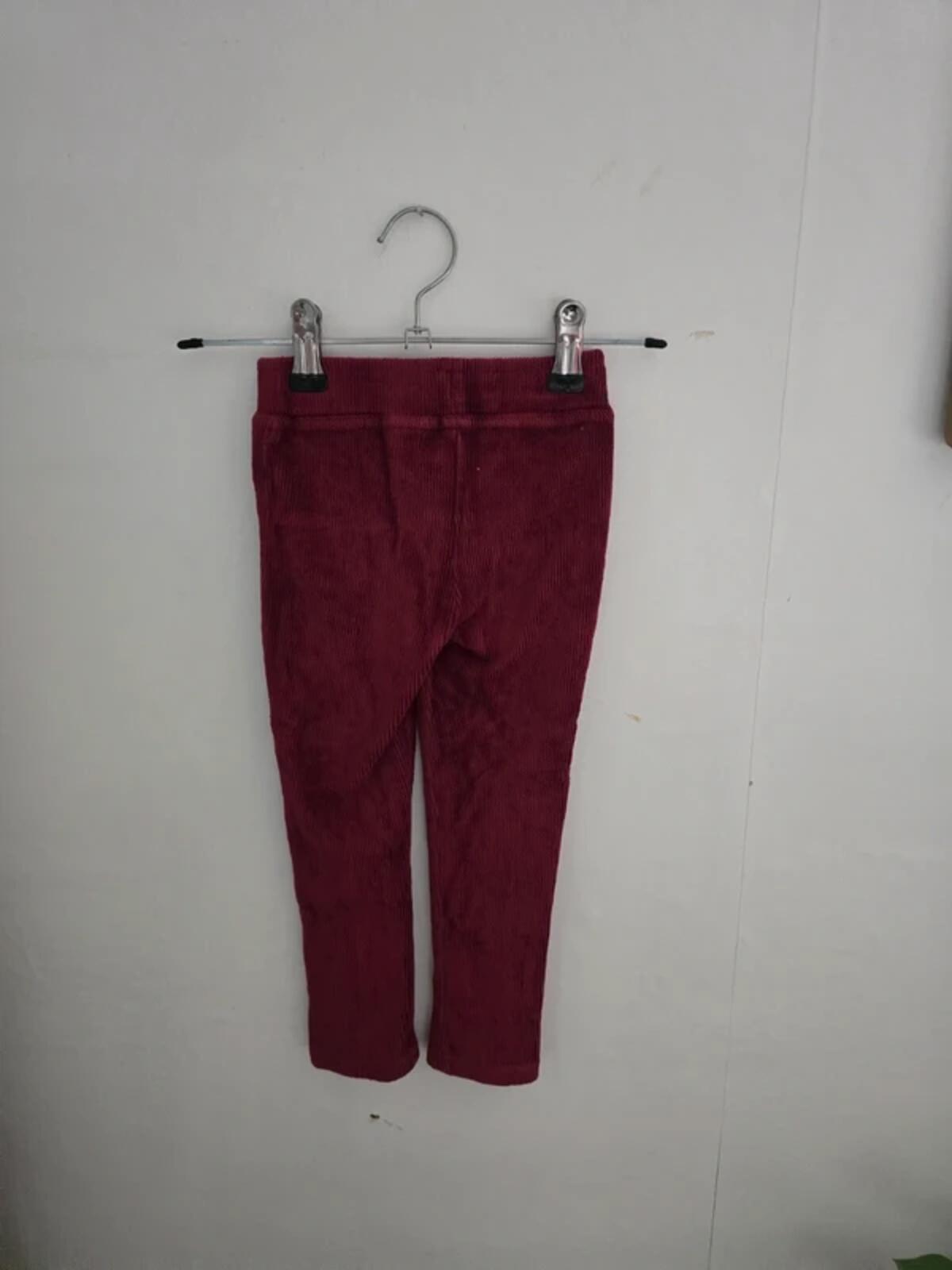 Nutmeg Girls Burgundy Ribbed Cotton Blend Leggings Age 2-3 Years