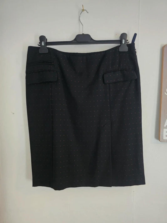 French Connection Black & Red Polka Dot Knee Length Dress - Size 12