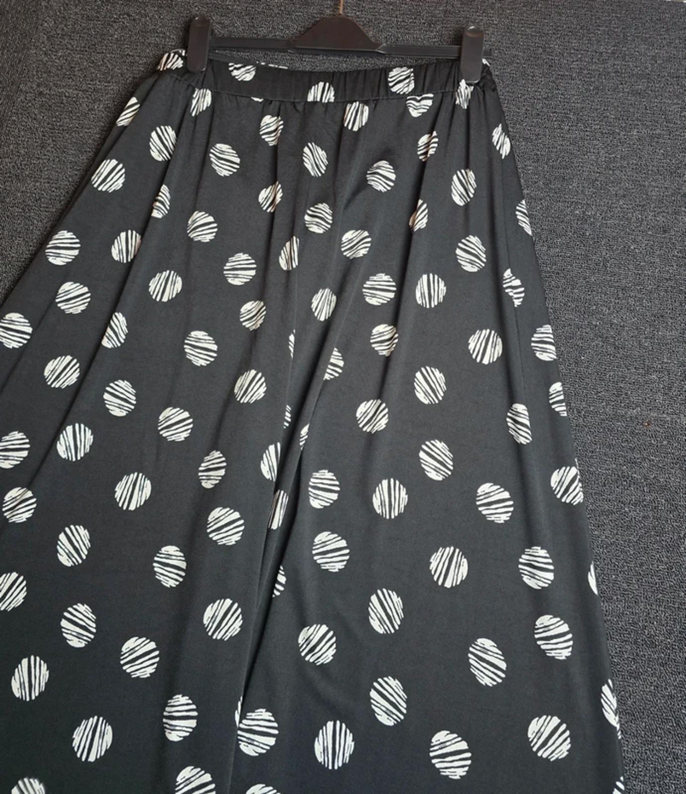 Bonmarché Black Polka Dot Midi Skirt Size 16 Tie Waist