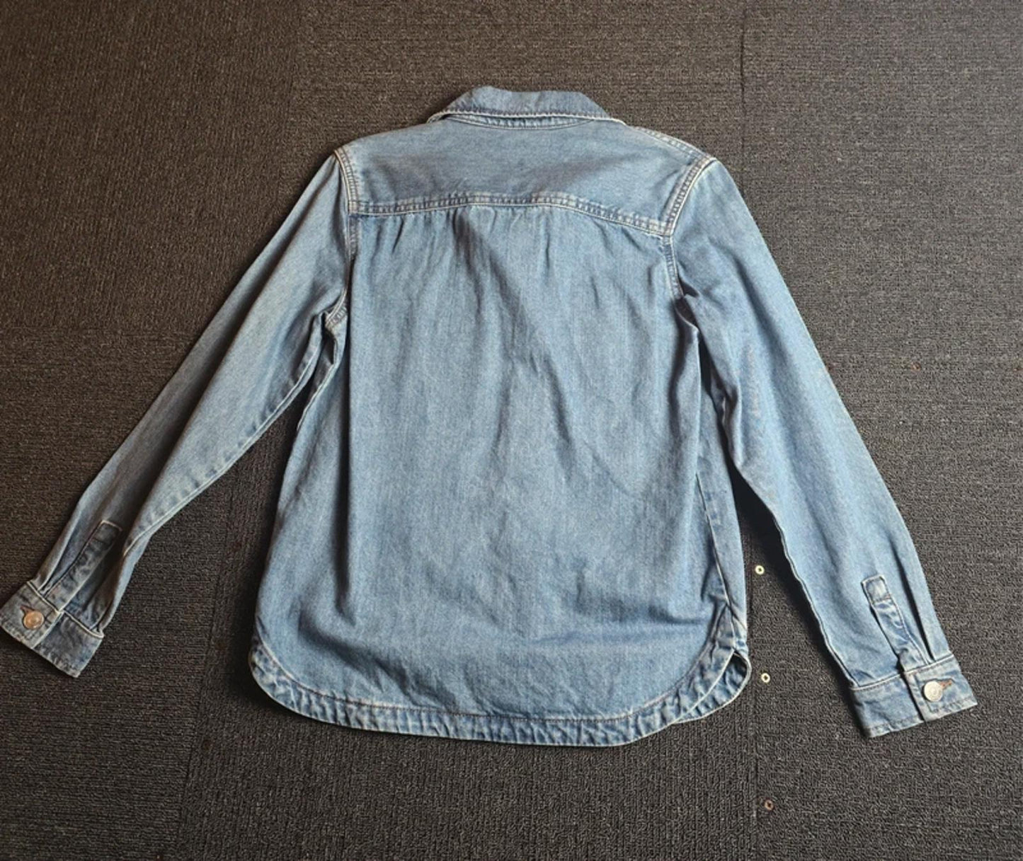 F&F Kids Denim Shirt Age 11–12 Blue Long Sleeve Cotton