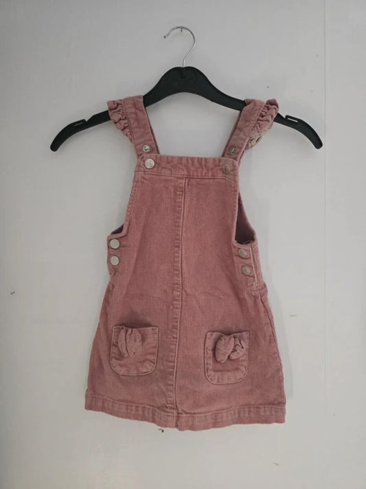 George Baby Girls Pink Corduroy Pinafore Dress 18-24 Months