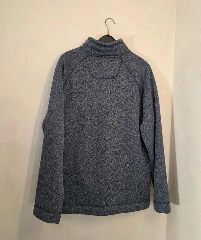 Weird Fish Navy Grey Marl 1/4 Zip Fleece Jumper Kangaroo Pocket Size XL