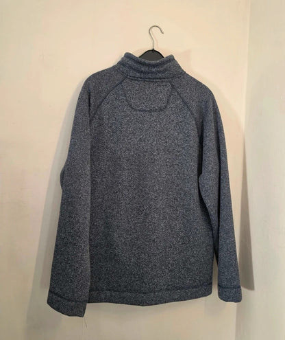 Weird Fish Navy Grey Marl 1/4 Zip Fleece Jumper Kangaroo Pocket Size XL