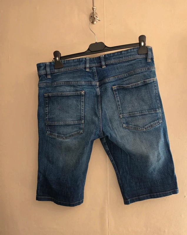 Next Men's Blue Denim Regular Fit Shorts Waist 32"