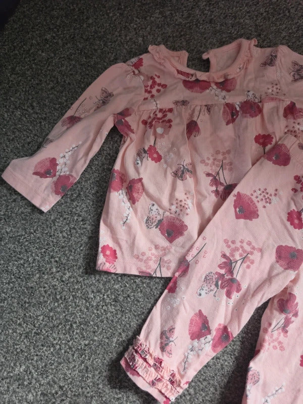 George Baby Girls Pink Floral 2-Piece Top & Leggings Outfit Set 3-6M
