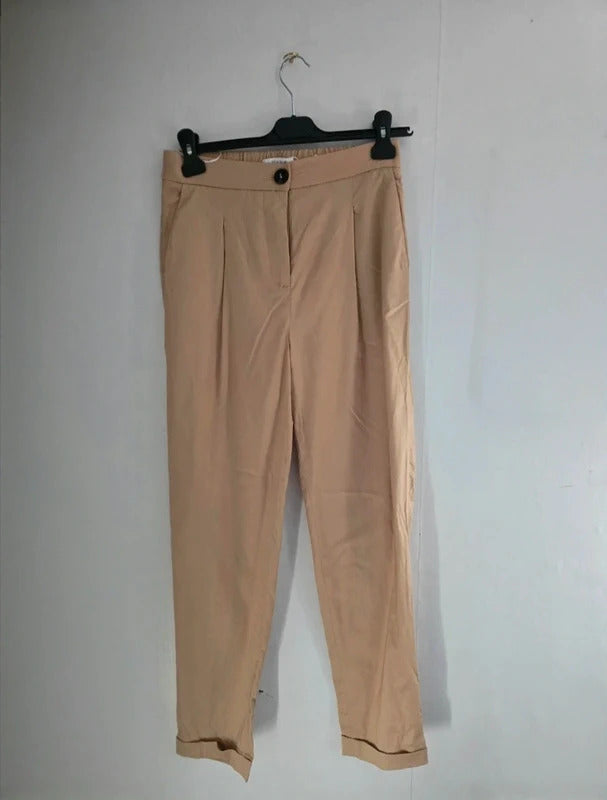 Vila Beige High Waisted Slim Leg Tailored Trousers Size 8