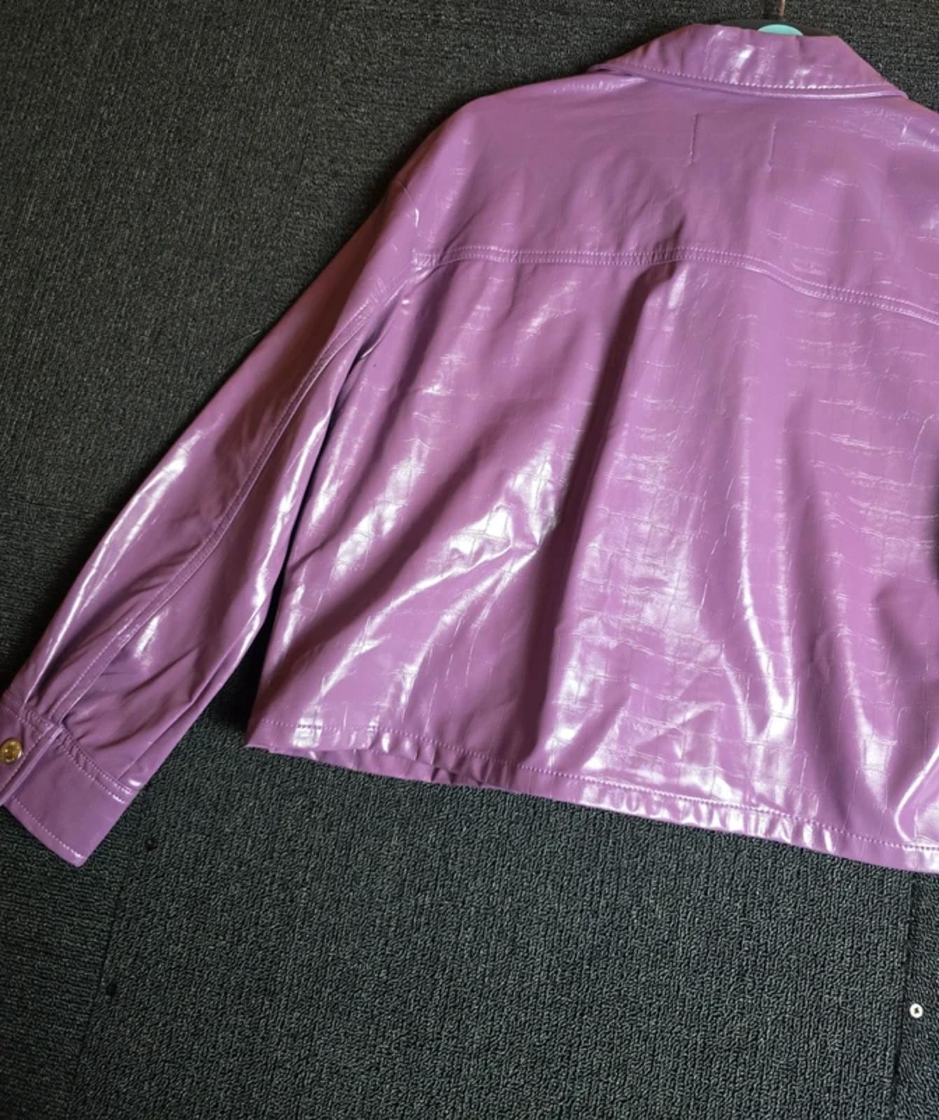 ONLY Faux Leather Jacket Lilac M Size 12-14 Boxy Cropped Fit Causal
