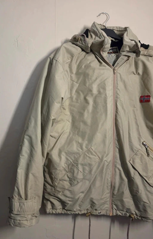 Napapijri Geographic Cream Beige Fleece-Lined Outdoor Jacket – 24" P2P
