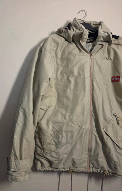 Napapijri Geographic Cream Beige Fleece-Lined Outdoor Jacket – 24" P2P
