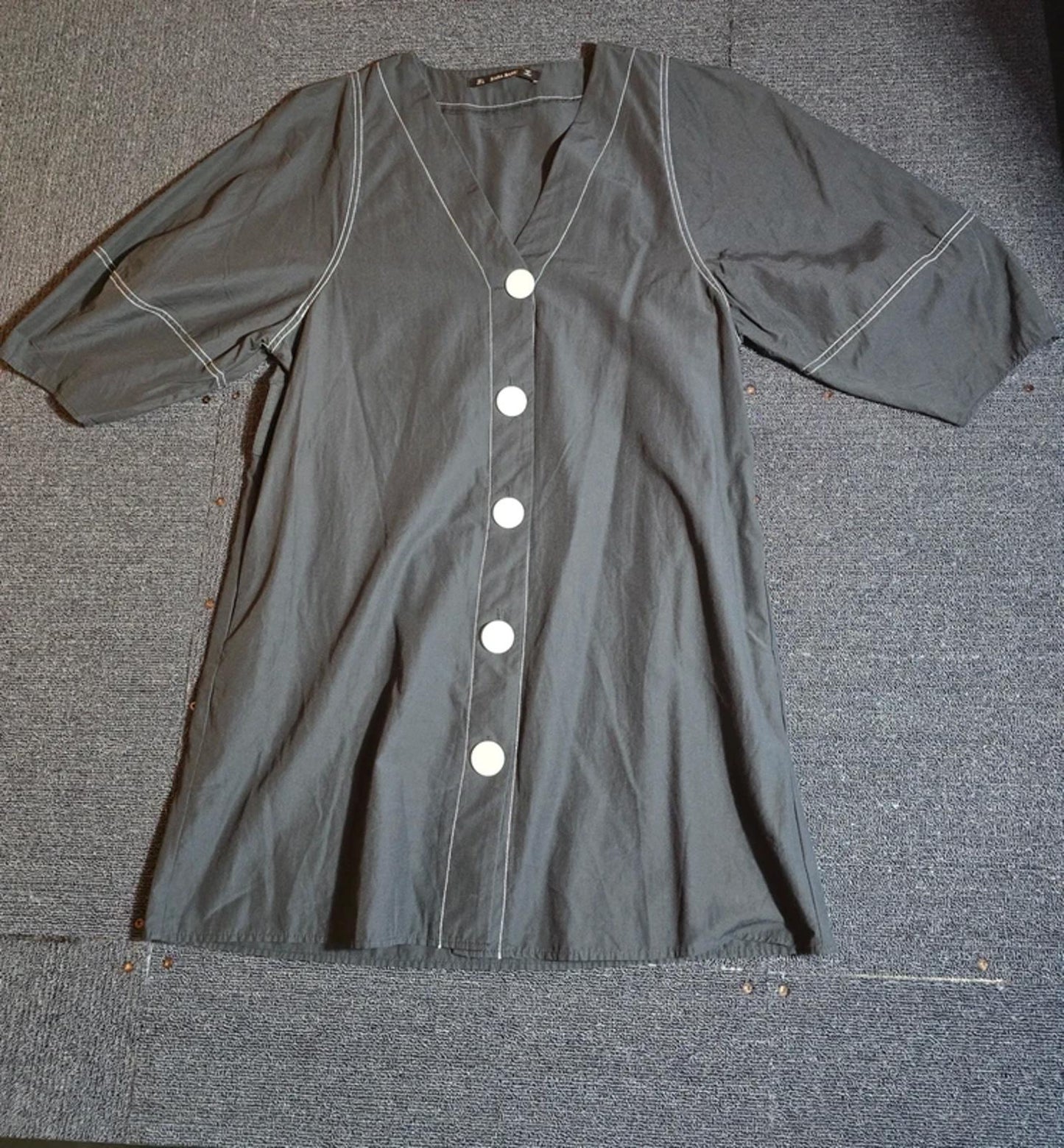 Zara Black Mini Shirt Dress With Contrast Buttons Size L Fits 12/14 Casual Smart