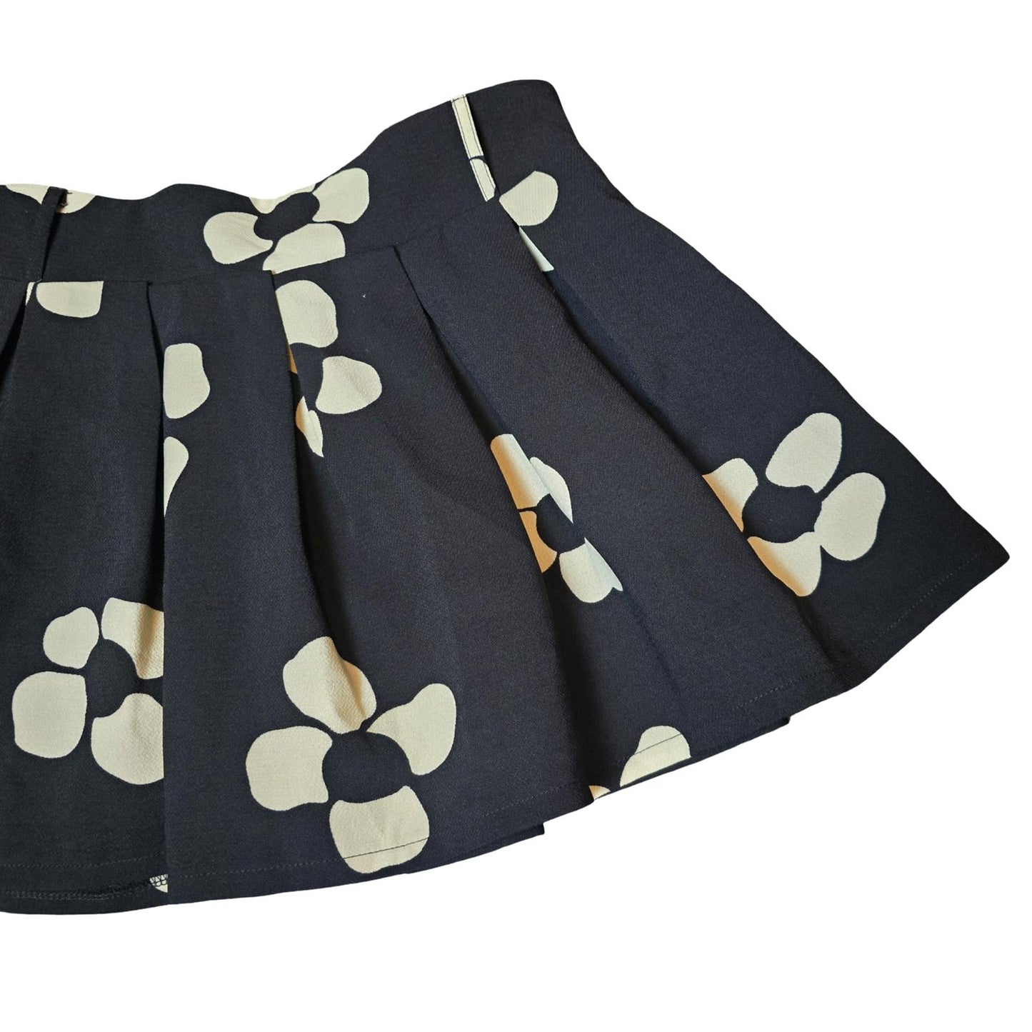 Y2K New Look Black & White Floral Print Mini Skort Elasticated Waist