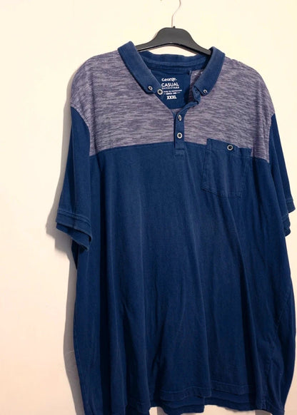 George Men's Navy Blue Striped Polo Shirt Size 3XL