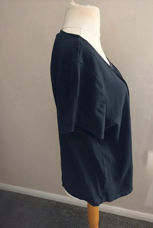 Bonmarche Black Square Neck Short-Sleeved T-Shirt Size 24