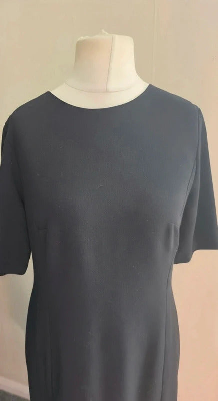 Lily Ella Classic Black Short Sleeved Lined A-Line Midi Dress Size 14