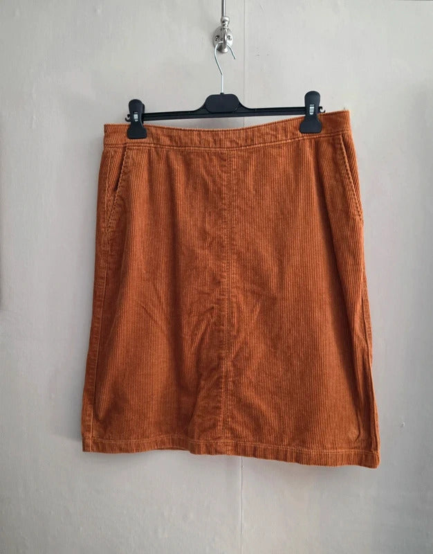 Tu Women's Burnt Orange Corduroy A-Line Knee-Length Skirt Size 14