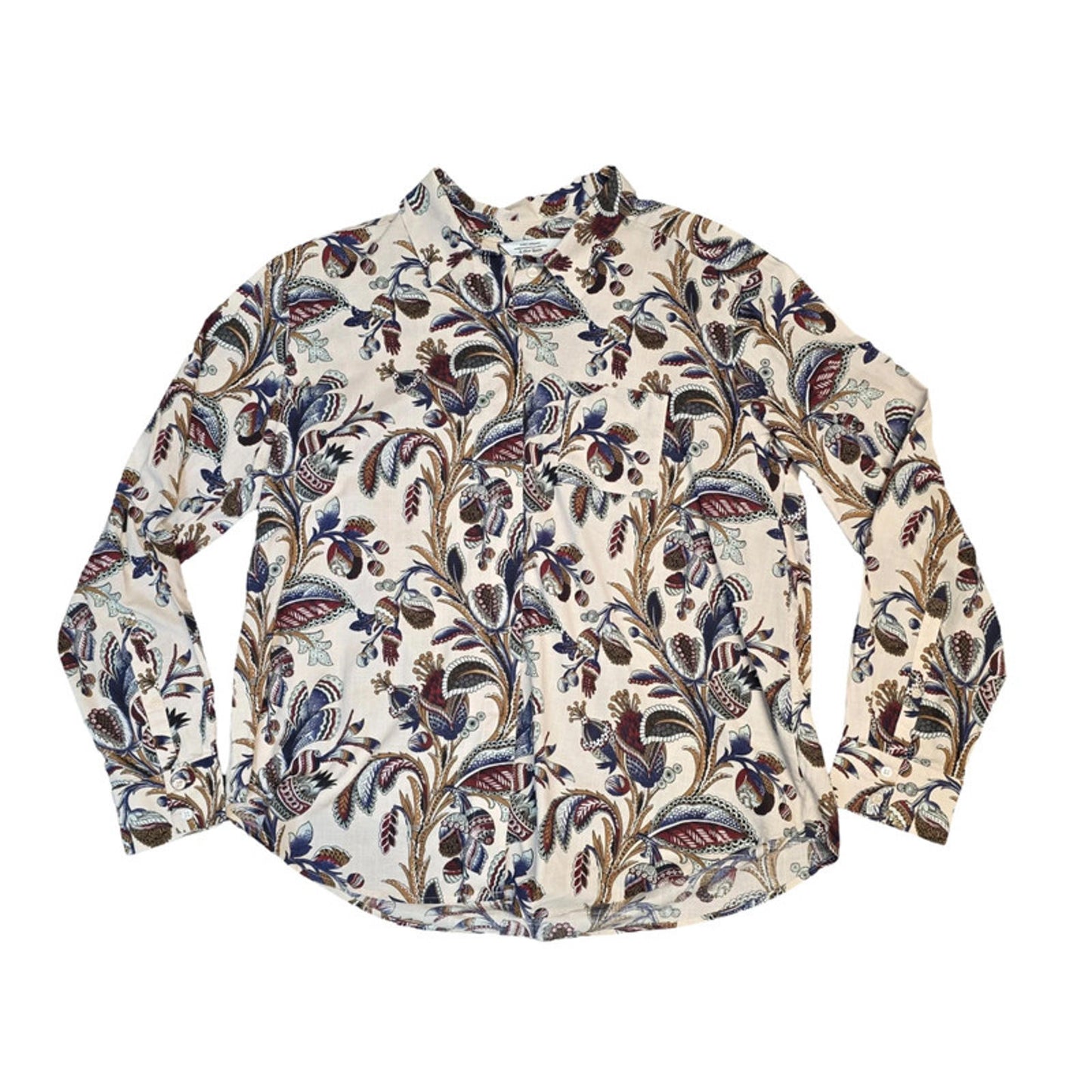 & Other Stories Floral Shirt Beige Size 10 Work Causal