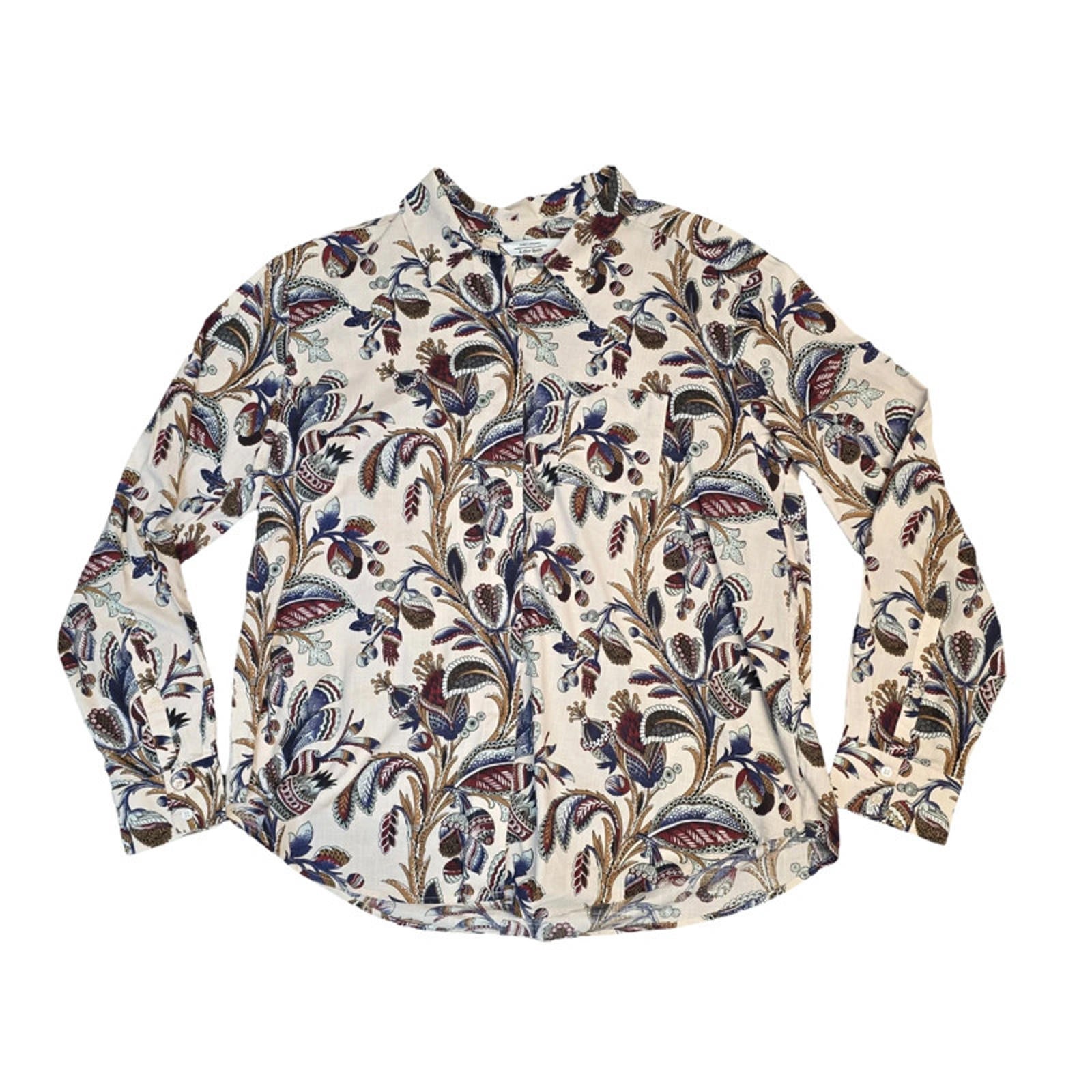 & Other Stories Floral Shirt Beige Size 10 Work Causal