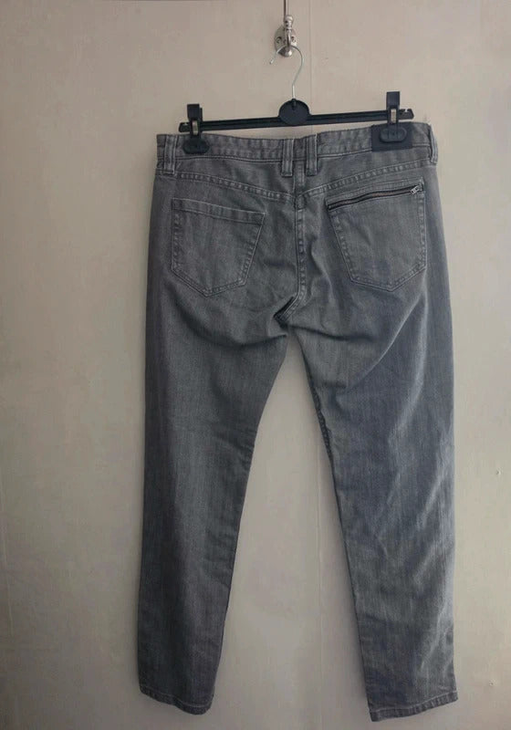 Farhi by Nicole Farhi Grey Slim Leg Jeans –Size 14 – Mid Rise Ankle Zip Detail