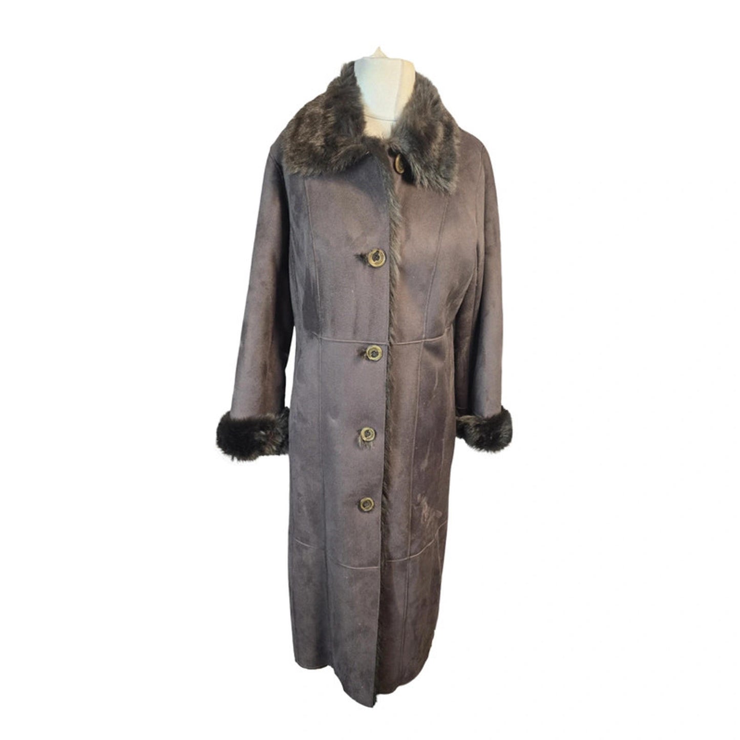 Dennis by Dennis Basso Long Faux Fur Coat Brown Size S Winter