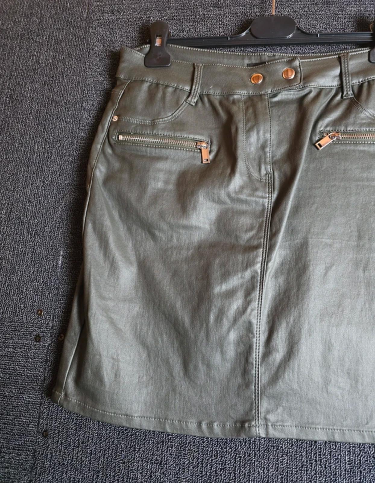 Khaki Green Coated Skirt Size 14 Casual Next