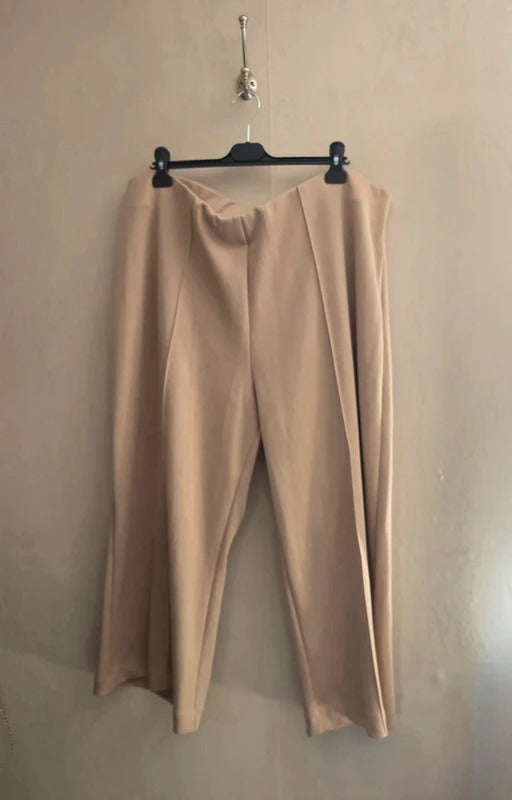 Bonmarche Beige Flared Ankle Length Elasticated Trousers Size 24