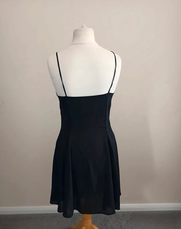 Mtwtfss Weekday Bess Dress Black Sleeveless Cami Slip Mini Dress Small Size 8-10