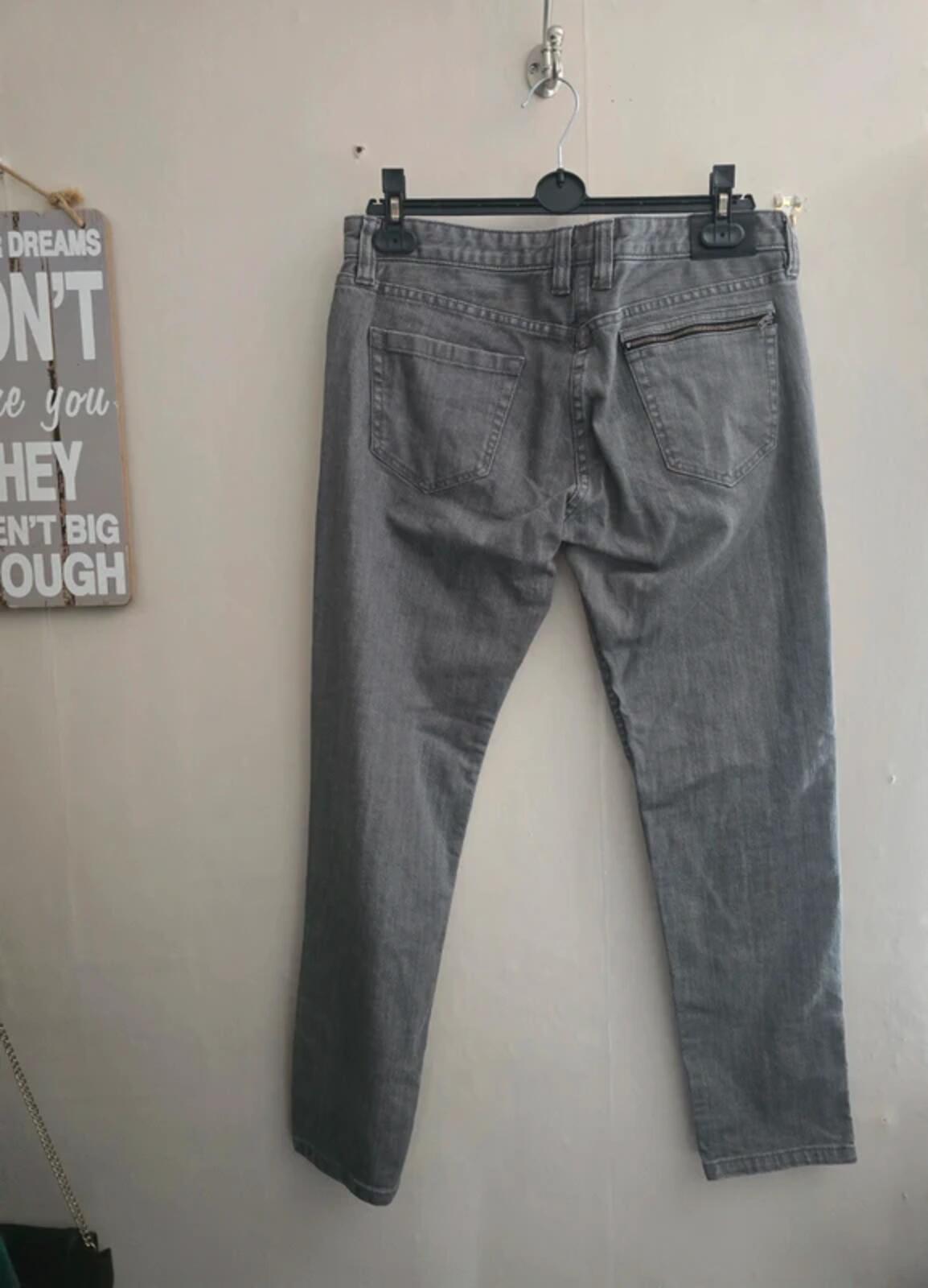 Farhi by Nicole Farhi Grey Slim Leg Jeans – Size 14 – Mid Rise Ankle Zip Detail
