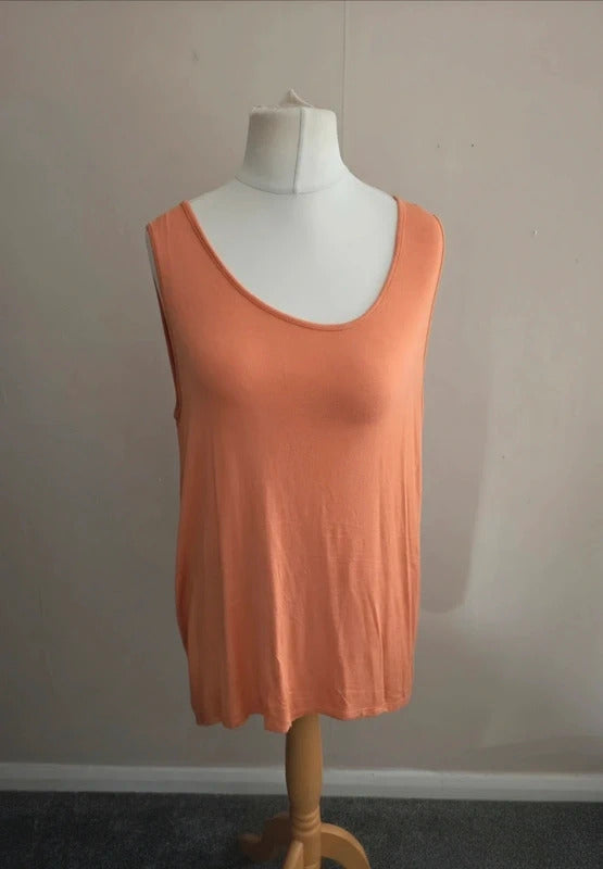 Primark Coral Open Back High Low Sleeveless Vest Top Size 18-20