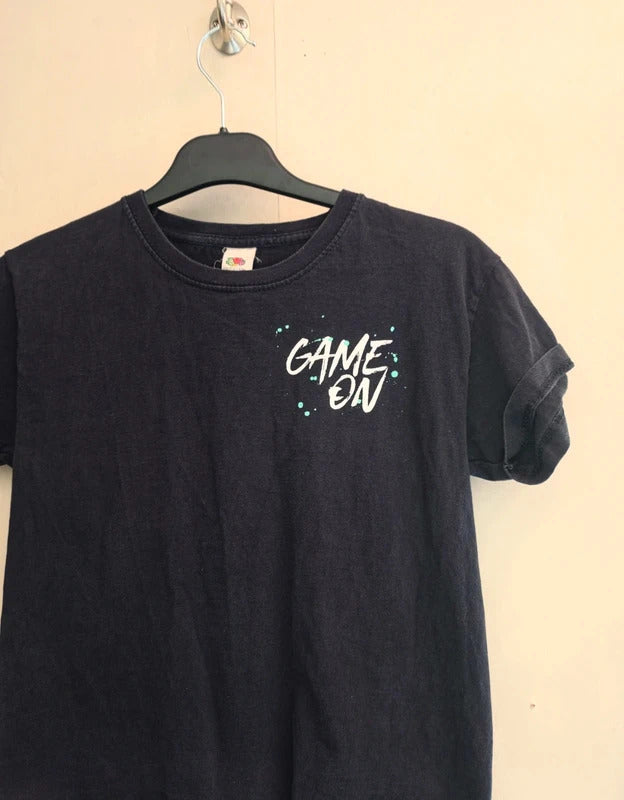 Fruit of the Loom Boys Black Gamer Graphic Cotton T-Shirt Age 7-8 Years