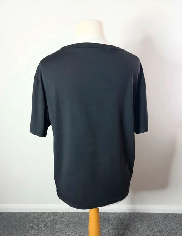 Black Moody Heart Graphic Oversized T-Shirt Short Sleeve XL Size 16
