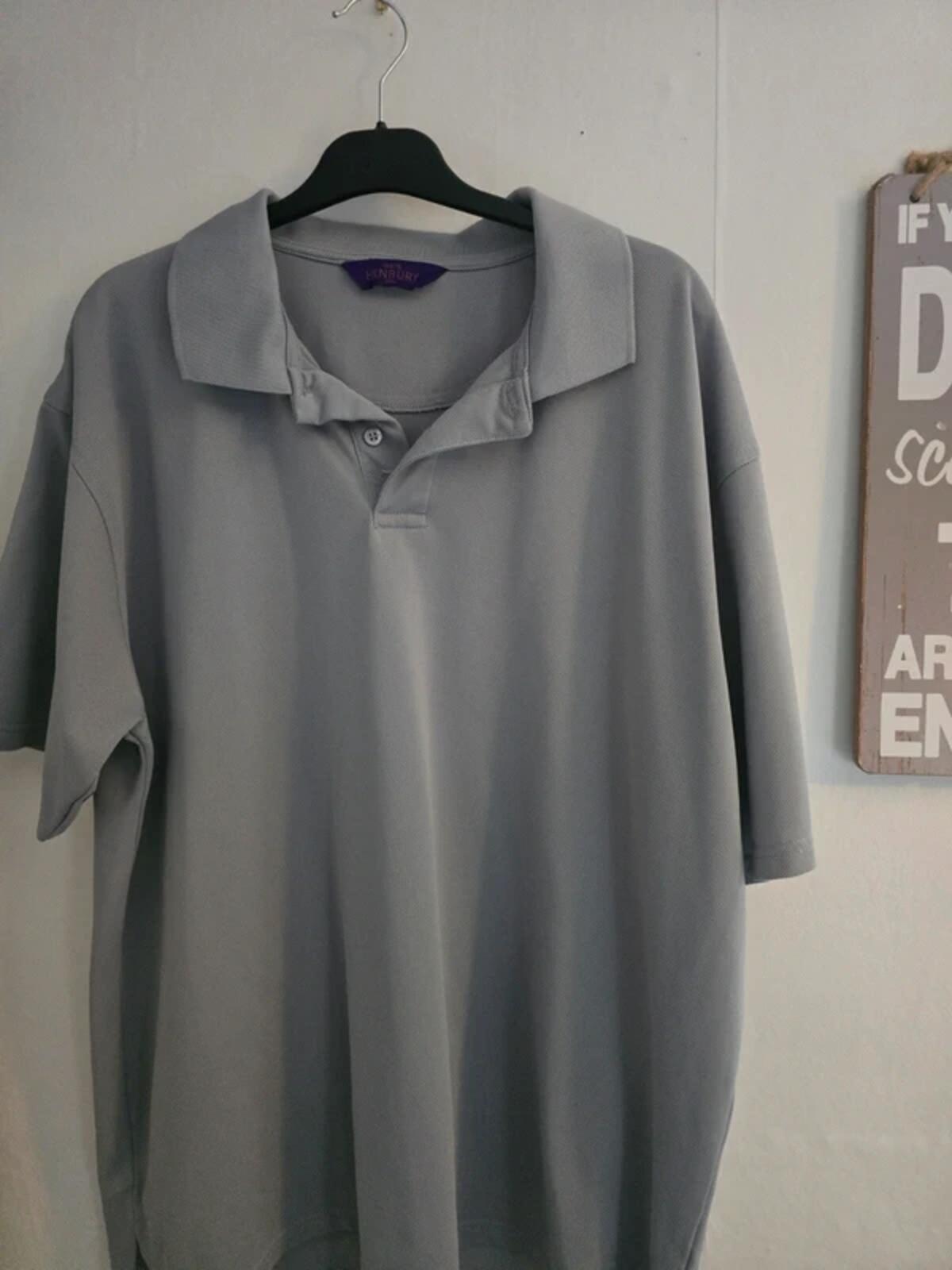Henbury Men's Light Grey Short Sleeve Polo Top Size XXL