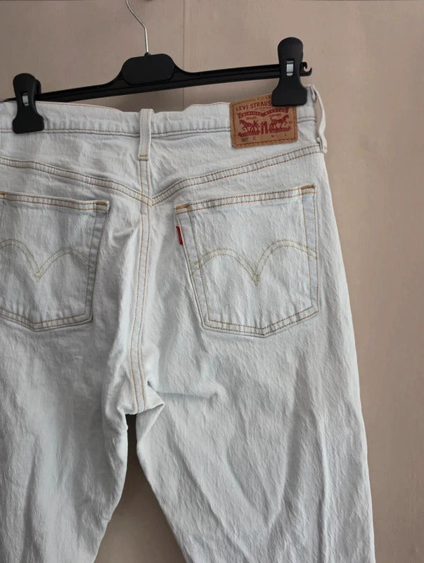 Levi's 501 Women's White Ripped Distressed Skinny Jeans W28 L28 Size 8-10