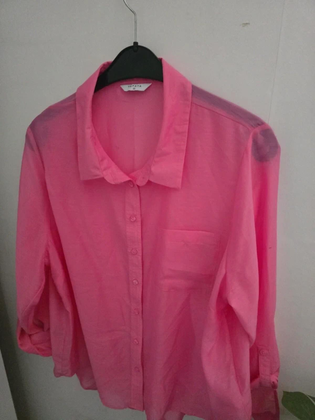 Matalan Bright Pink Roll-Sleeve Relaxed Blouse Size 20