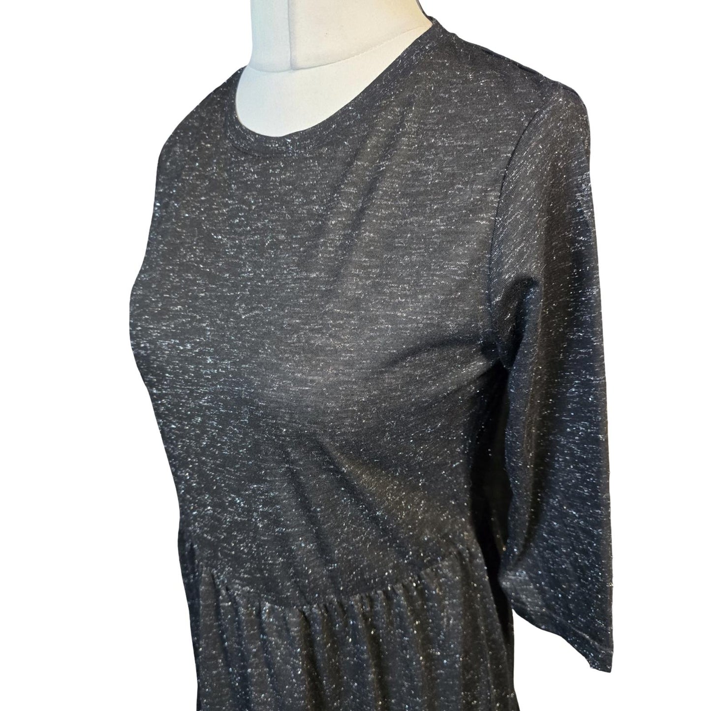 Pep & Co Black Glitter Tiered Dress – Size 8 – NWT