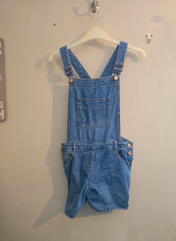 George Girls Blue Denim Pinafore Dungaree Shorts Age 11-12 Years