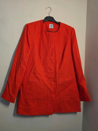 Tu Women's Red Collarless Longline Blazer Jacket – Size 12