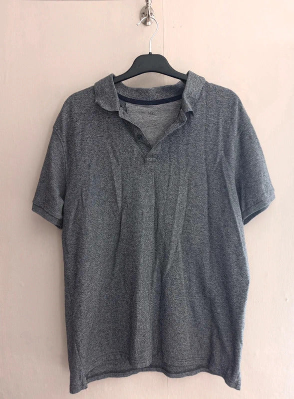 Marks & Spencer Grey Short Sleeved 100% Cotton Polo Shirt Size Large