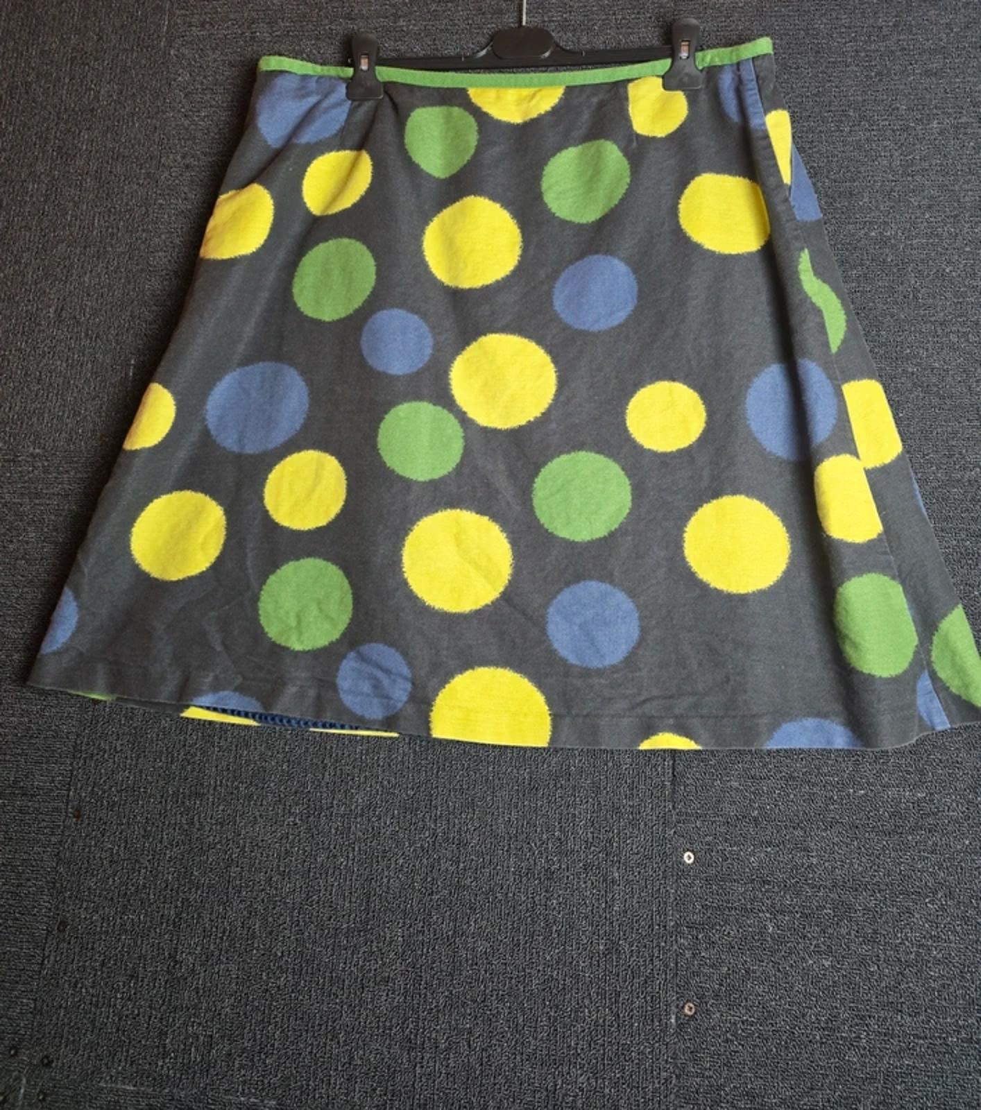 Laura Ashley Polka Dot A-Line Skirt Grey Yellow Green Blue Size 20