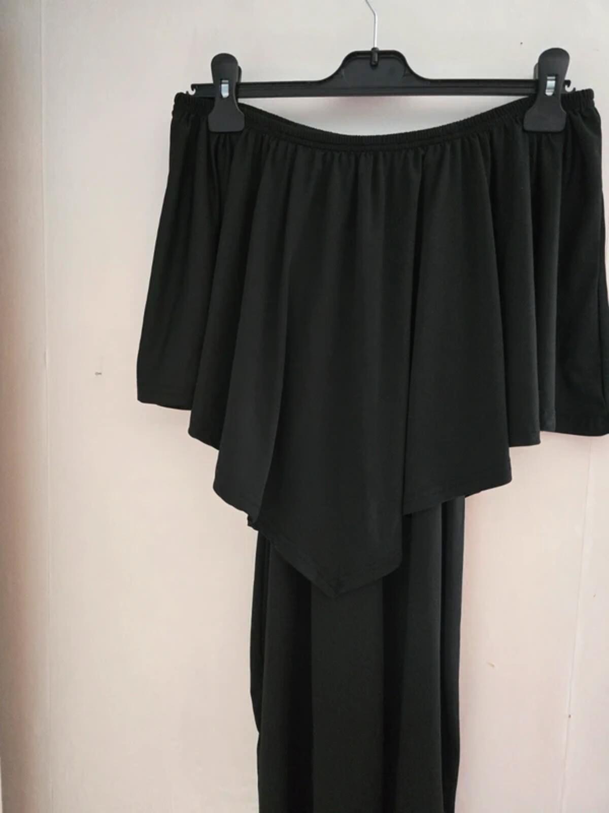 Black Off-The-Shoulder Frilly Bodycon Mini Dress XL Size 12-14
