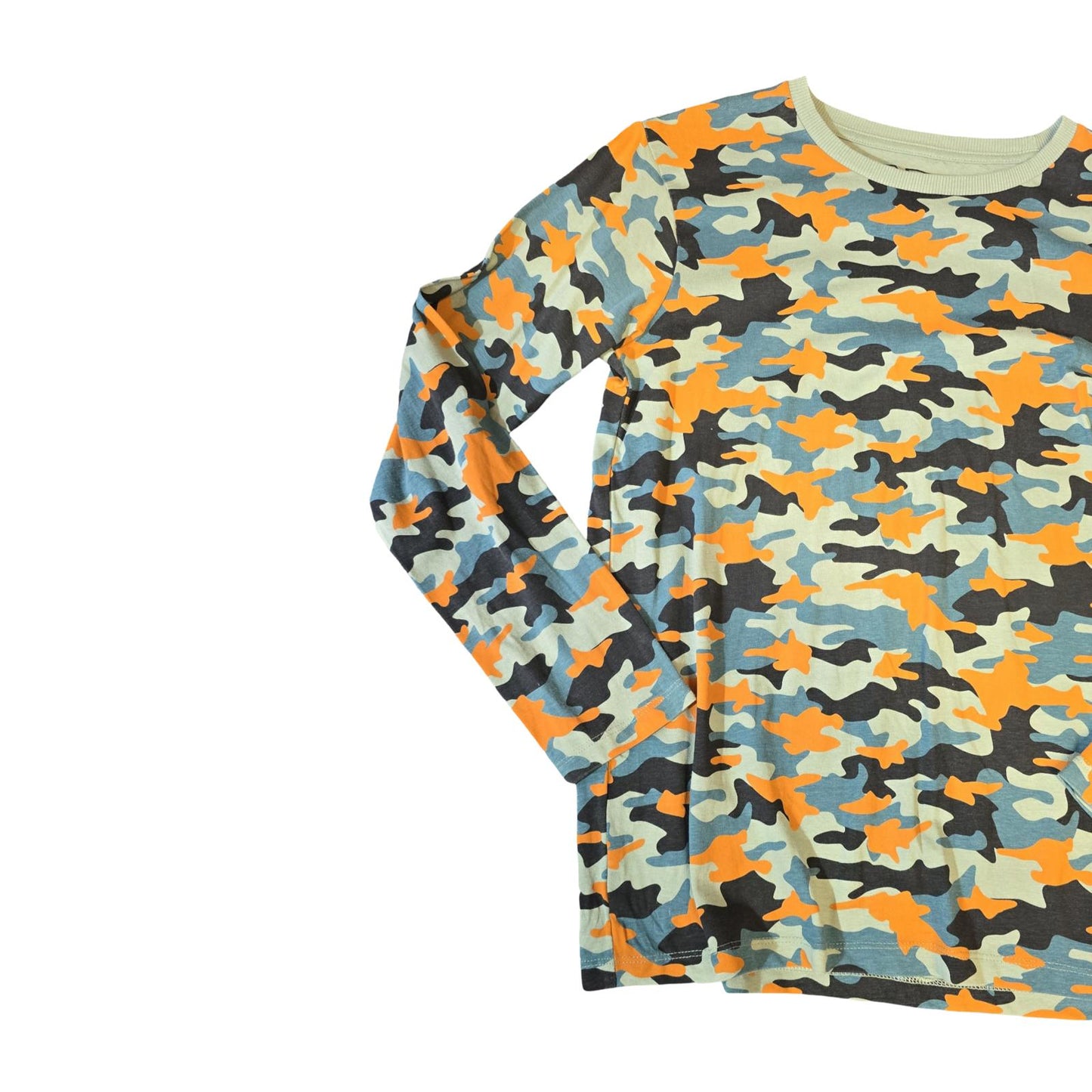 Matalan Boys Camo Long Sleeve T-Shirt Green/Orange Age 13 Boys