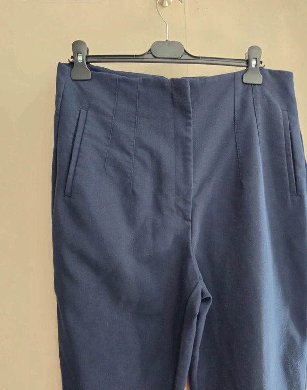 Zara Navy High-Waisted Slim Leg Tailored Trousers Size XXL Size 16–18