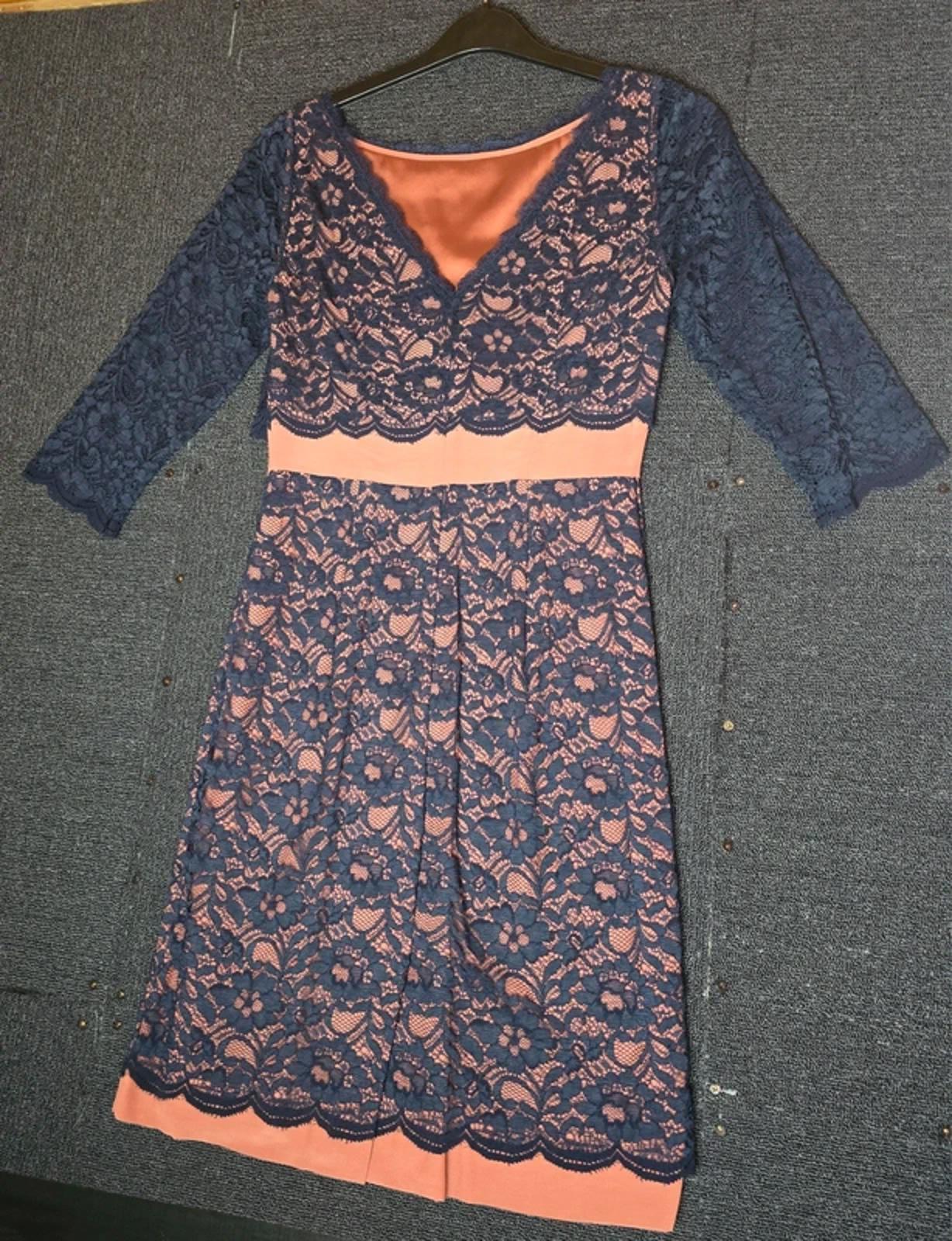 Boden Lace Occasion Dress Navy Blush Size 10 Wedding Party NWT