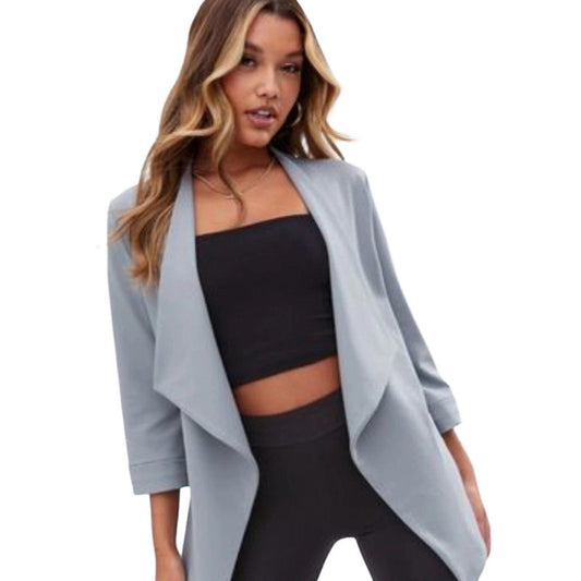 New Look Pale Blue Waterfall Jacket Size 8 Open Front Oversized NWT