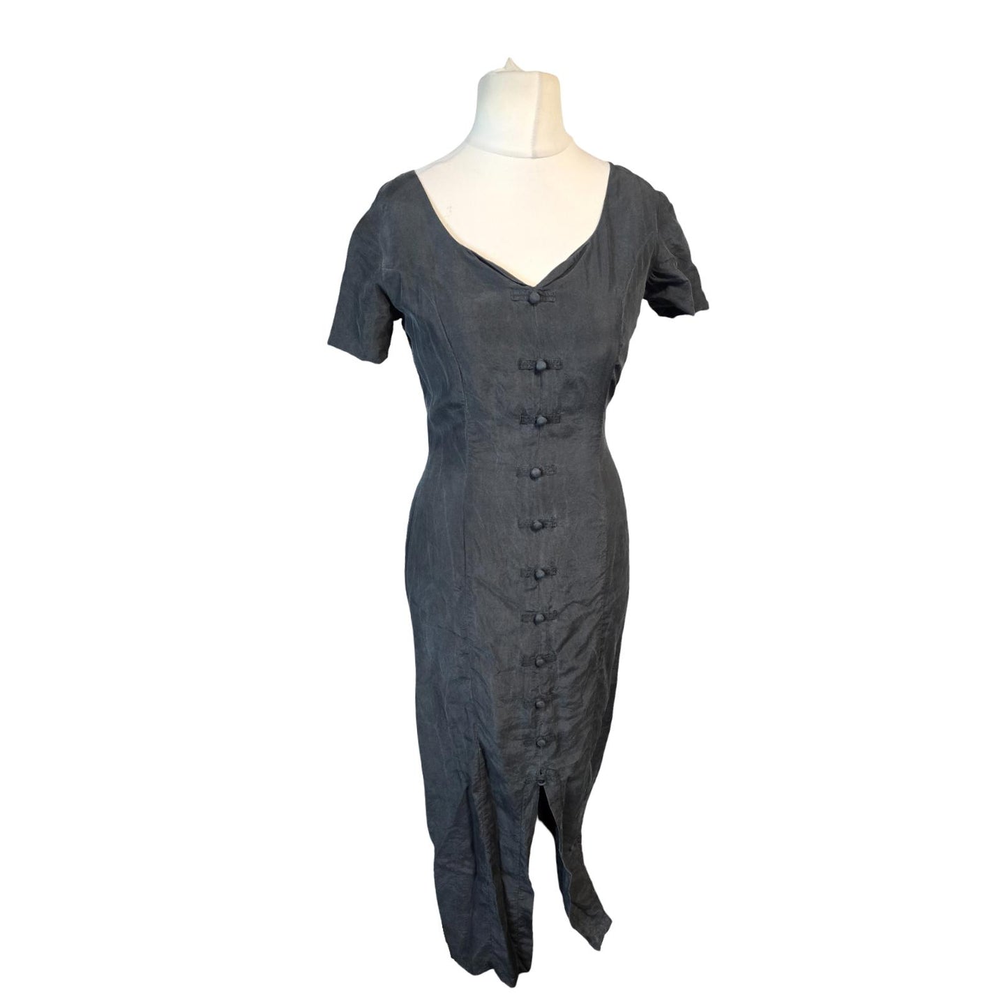 Monsoon Dress Black Vintage 100% Silk 1990s Weekend Causal