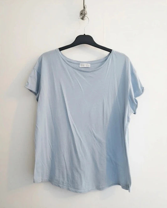 Matalan Light Blue Cotton T-Shirt  M Size 12-14 Relaxed Fit Short Sleeve Casual Top