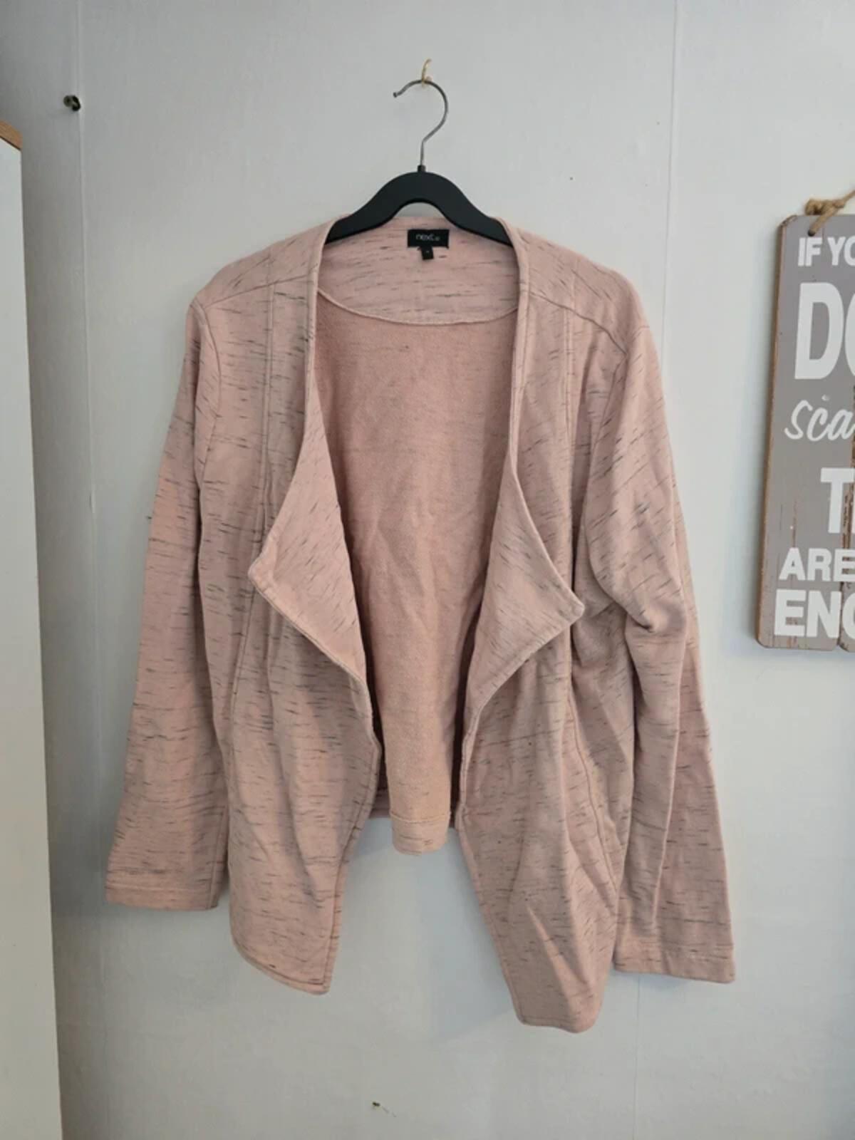 Next SP Pale Pink & Grey Lightweight Open Blazer - Size 16